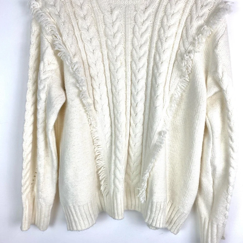 Lane Bryant size 18/20 Ivory Fringe Cable Knit Cozy Fall Pullover Sweater - Picture 4 of 8